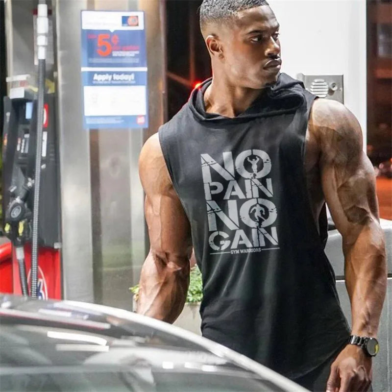 "No Pain No Gain" Sleeveless Hoodie