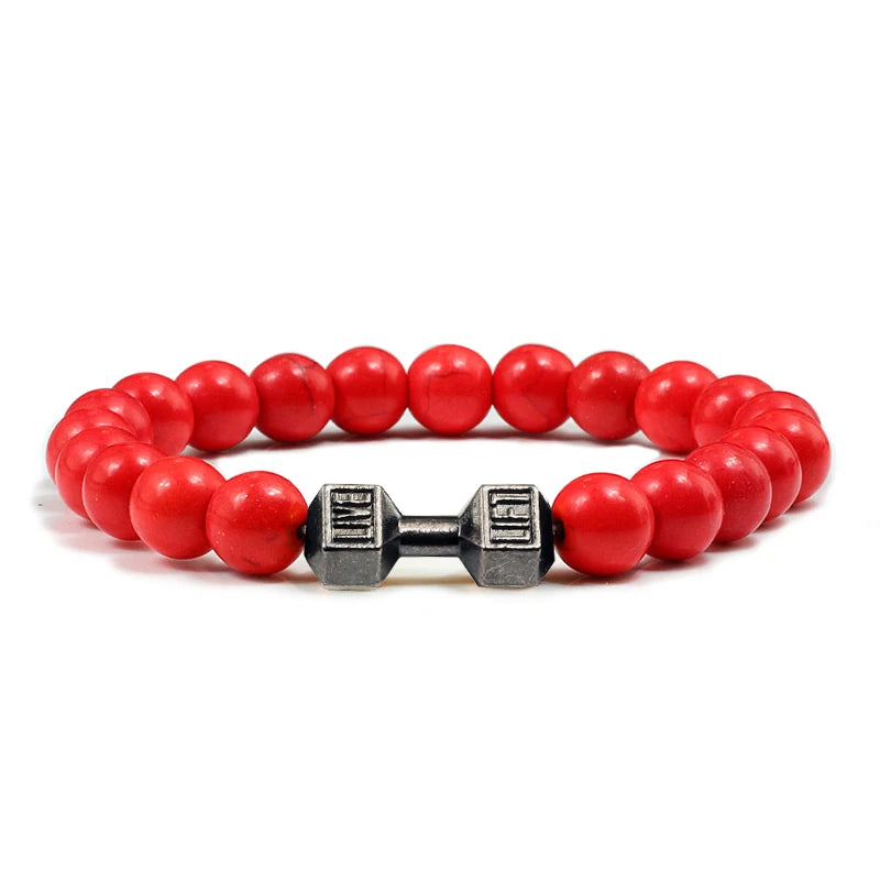 Gym Dumbbells Beads Bracelet