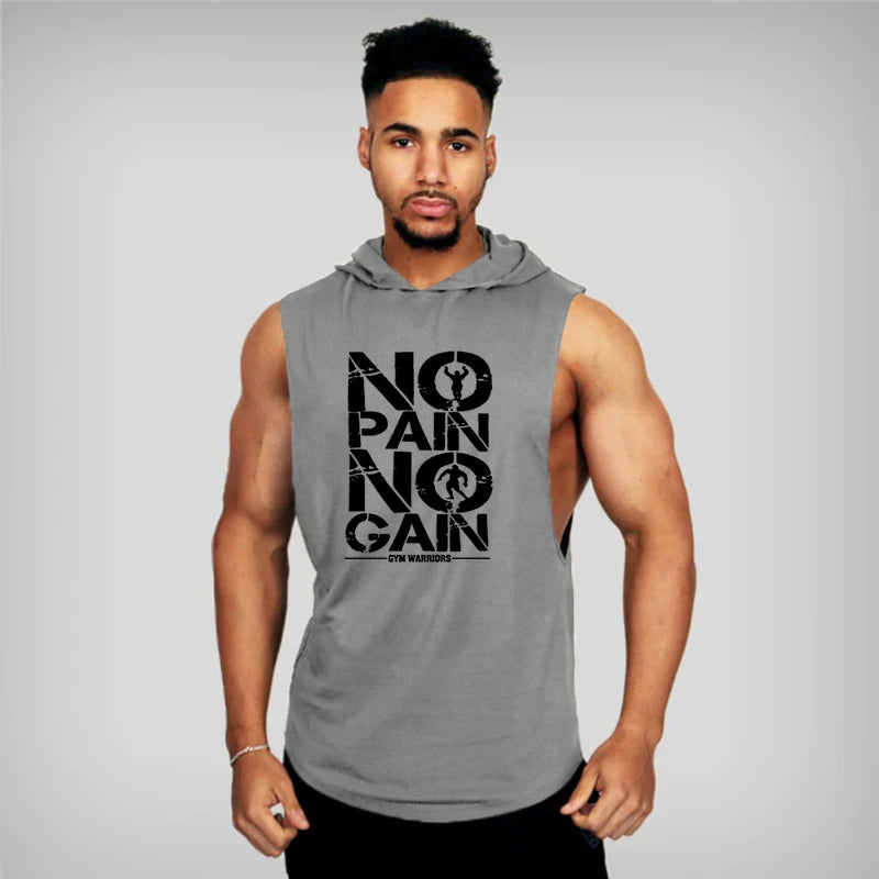 "No Pain No Gain" Sleeveless Hoodie