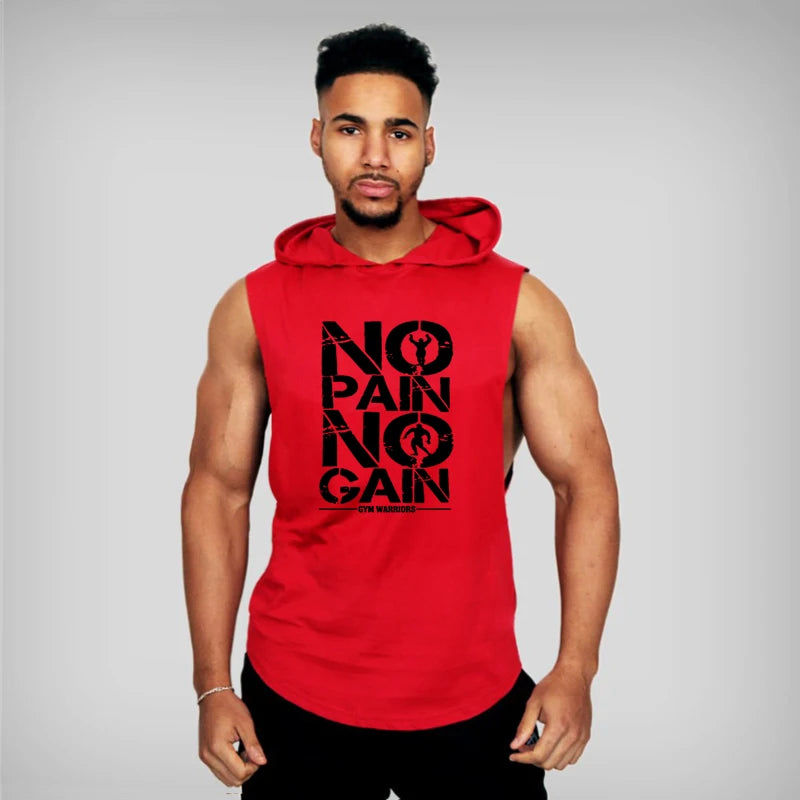 "No Pain No Gain" Sleeveless Hoodie