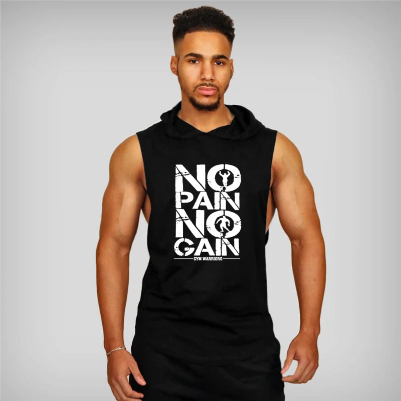 "No Pain No Gain" Sleeveless Hoodie