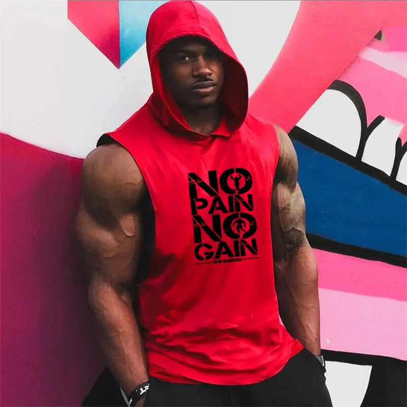 "No Pain No Gain" Sleeveless Hoodie