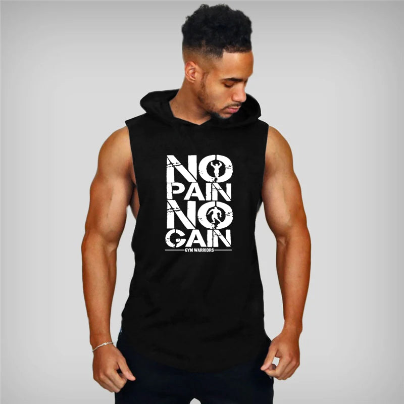 "No Pain No Gain" Sleeveless Hoodie