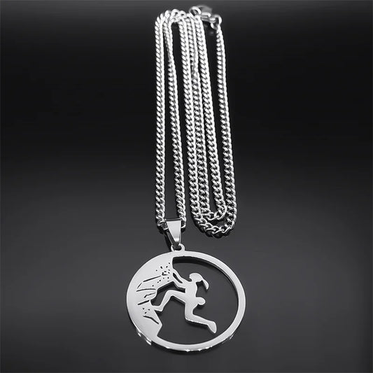 Sport Climbing Girl Pendant Necklace