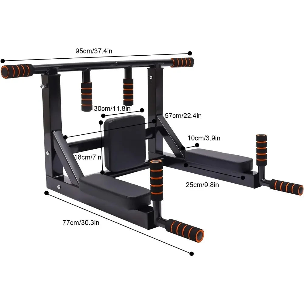 Multi-Grip Wall Mount Pull-Up Bar & Dip Station