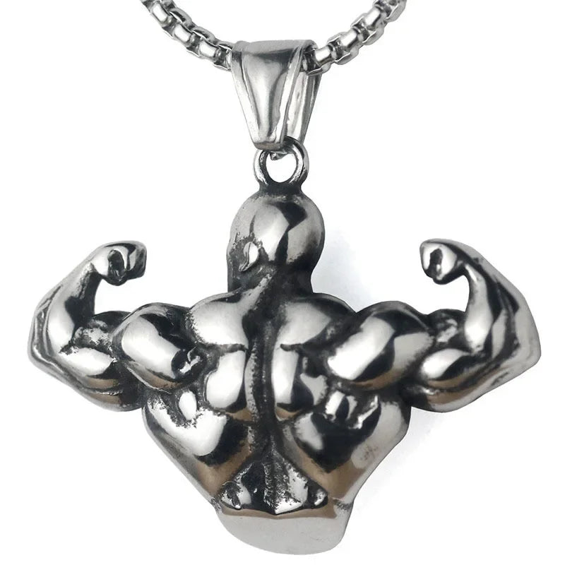 Bodybuilding Muscle Man Statue Pendant Necklace