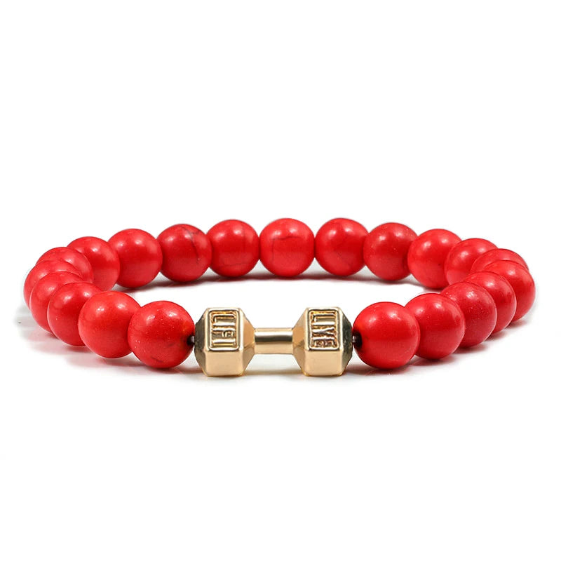 Gym Dumbbells Beads Bracelet