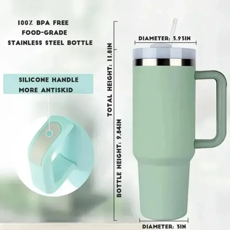 40oz Insulated Tumbler with Handle & Straw