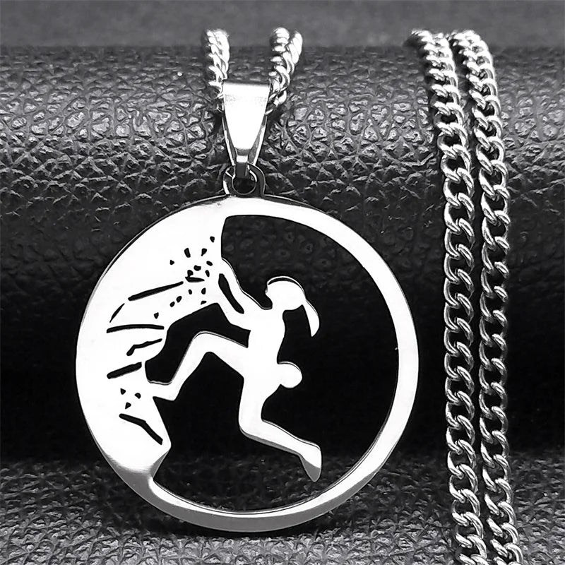 Sport Climbing Girl Pendant Necklace