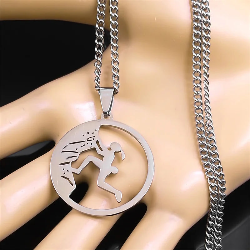 Sport Climbing Girl Pendant Necklace