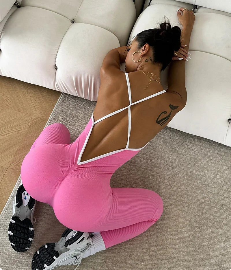 Cloud Hide Sexy Pink Sports Jumpsuit