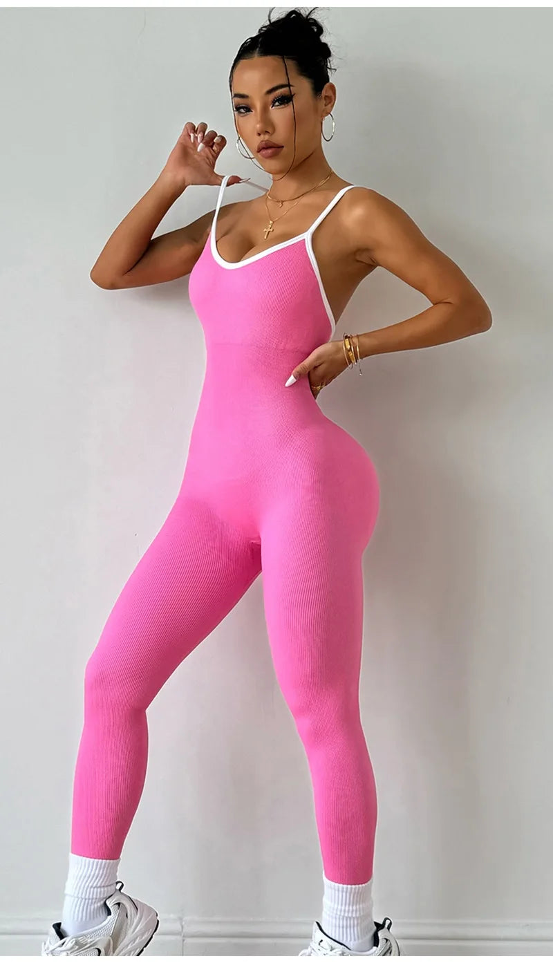 Cloud Hide Sexy Pink Sports Jumpsuit