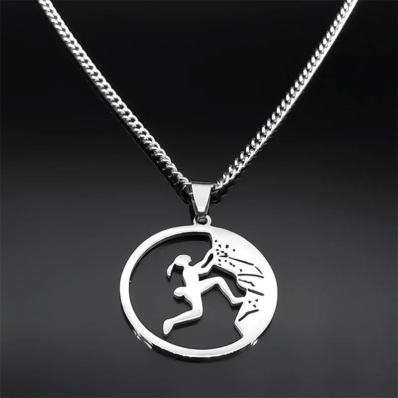 Sport Climbing Girl Pendant Necklace