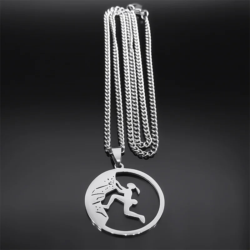 Sport Climbing Girl Pendant Necklace