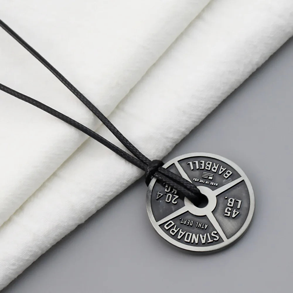 Weightlifting Plate Barbell Dumbbell Pendant Necklace