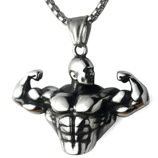 Bodybuilding Muscle Man Statue Pendant Necklace