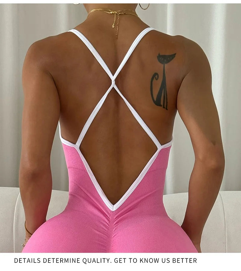 Cloud Hide Sexy Pink Sports Jumpsuit