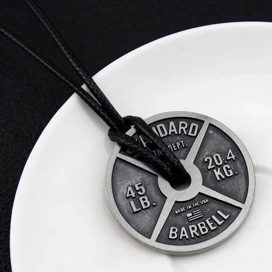 Weightlifting Plate Barbell Dumbbell Pendant Necklace