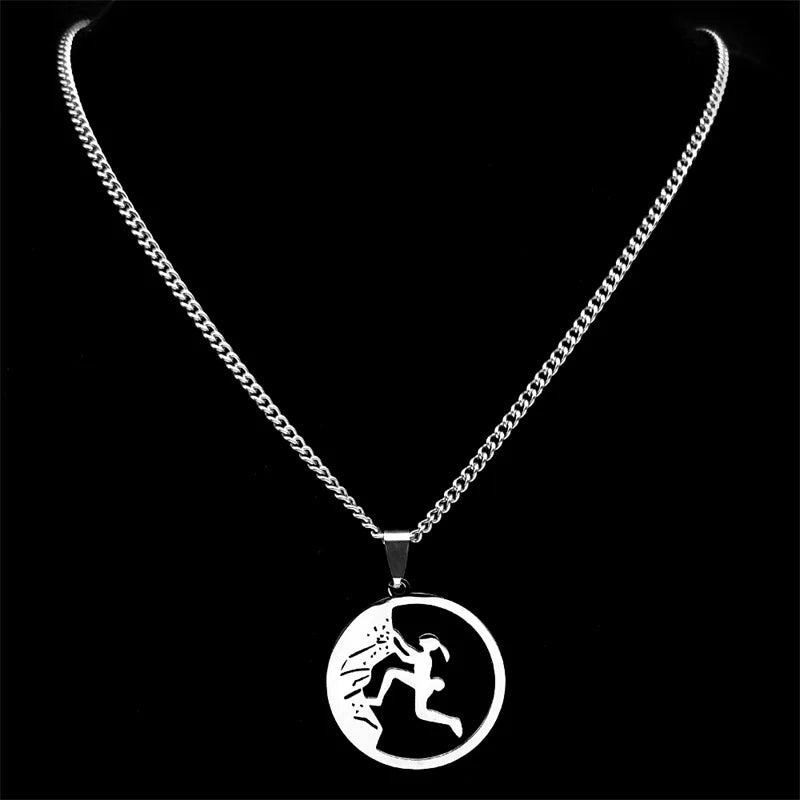 Sport Climbing Girl Pendant Necklace