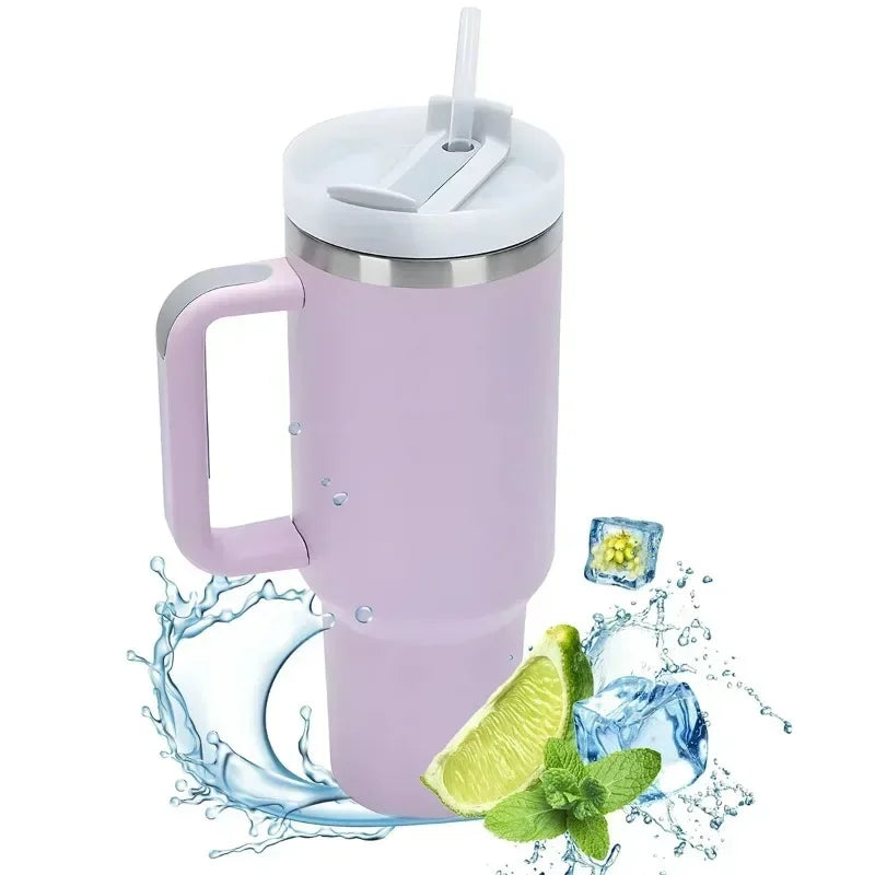 40oz Insulated Tumbler with Handle & Straw