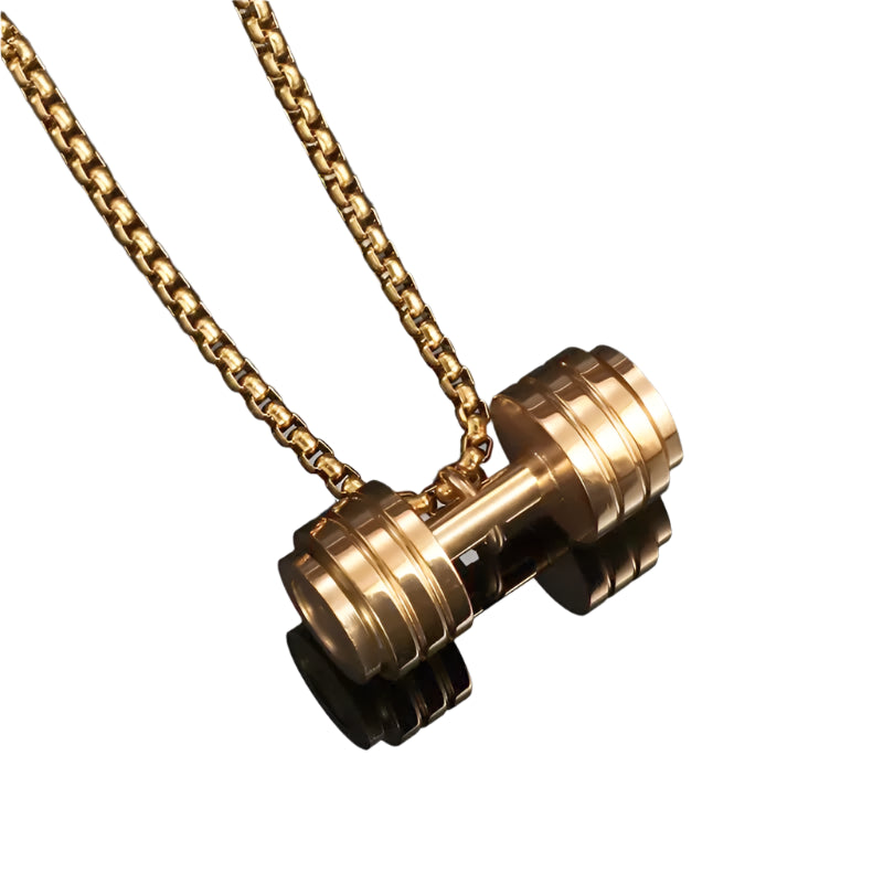 Stainless Steel Barbell Dumbbell Pendant Necklace